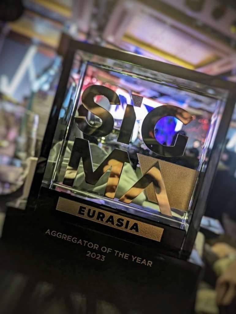 Upgaming's award from Sigma Eurasia 2023 - Aggregator of the year