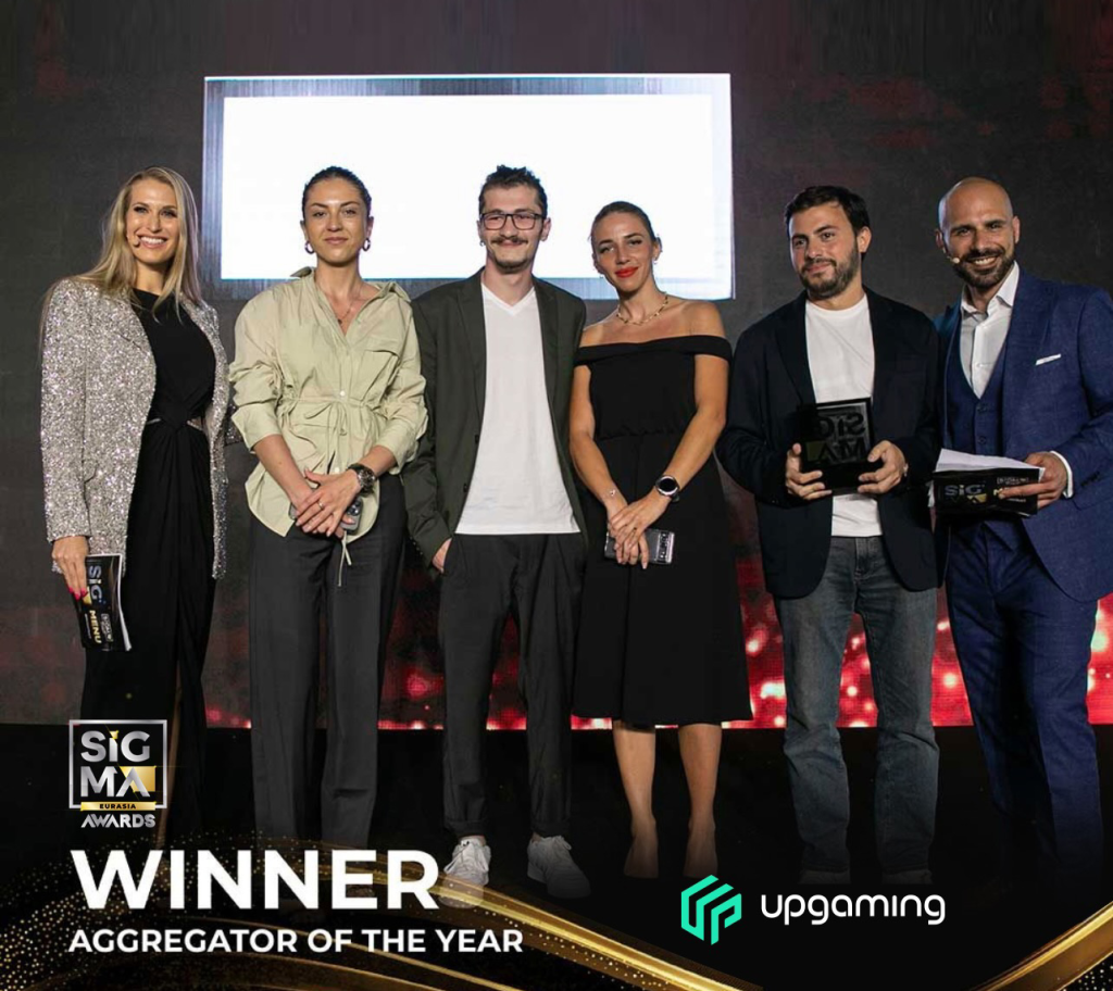 Upgaming's Team accepting the Sigma Eurasia 2023 Award - The aggregator of the year